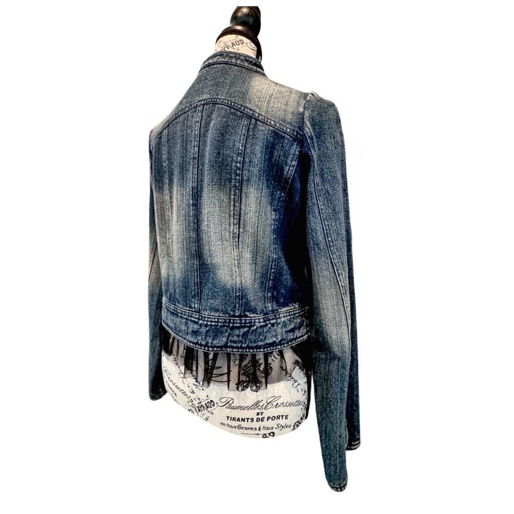 Women's Blue Jean Jacket with Embroidered Details - Picture 5 of 8